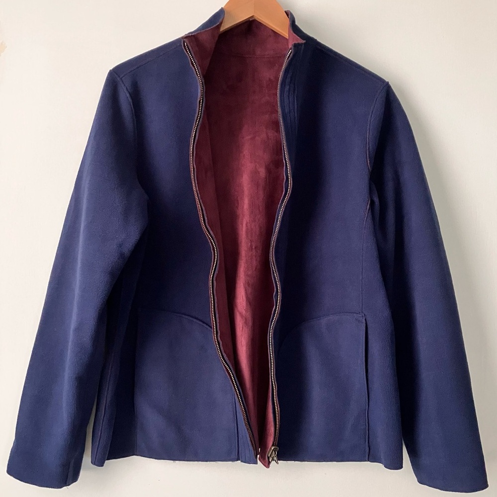 Faux Suede Zip Front Jacket Reversible Casual Large L or Extra Large XL